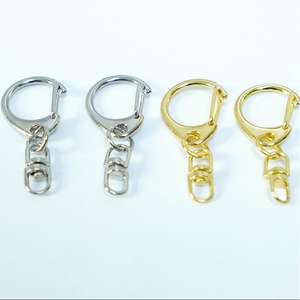 Pendentif porte-clés en métal avec boucle en C, forme géométrique, argent et or, en stock, composants de bijoux personnalisables - Product Image 2
