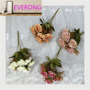 Vente en gros d'usine, grand bouquet de 7 roses <span class=keywords><strong>Hugo</strong></span>, diamètre 8 cm, artificielles, couleur automne, mariage, Halloween, Nouvel An, Saint-Valentin - Product Image 2
