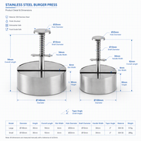 Alat Pembuat Patty Daging Manual 304 Hamburger Press, Cetakan Patty Daging, Peralatan Dapur