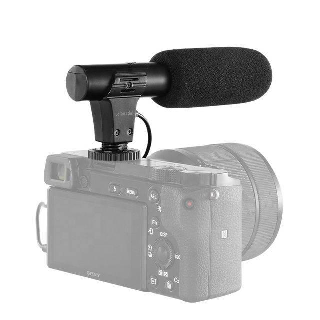 Lalanadel Cardioid Shotgun Condenser Microphone-Noise Cancelling AAA Battery Powered Wired Portable Lightweight DSLR Camera