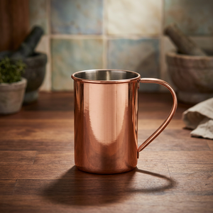 Mug Moscow Mule classique en cuivre écologique avec tasse droite et poignée rivetée - Vaisselle pour bar, fête, usage domestique - Product Image 3
