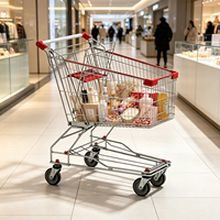 Caddie de supermarché en fil métallique avec roues en PU pour l'épicerie et la vente au détail