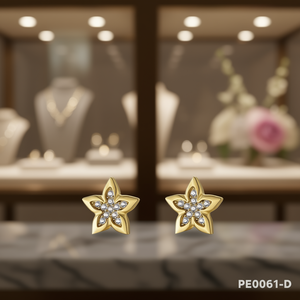 เอมี่ เอมี่ต่างหูรูปดอกไม้ เงิน 925 เซอร์โคเนีย ชุบทอง 22k คลาสสิคสำหรับผู้หญิงสวมใส่ทุกวัน PE0061 - Product Image 2