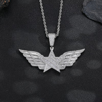 Produits phares : Pendentif Hip Hop Star Wings pour Hommes et Femmes, en Cuivre Micro-Serti de Zircon, Haute Qualité, Approvisionnement Transfrontalier
