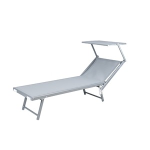 Tumbona de Marca Propia con Estructura de Aleación de Aluminio Gris Oscuro y Parasol, Silla de Piscina para Exteriores 180x60x76x38cm - Product Image 2