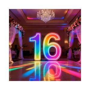 Grande lettre ou numéro lumineux LED néon avec miroir, boîte de photomaton, toile de fond de photographie pour la décoration de fête d'anniversaire - Product Image 3