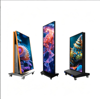 Panneau d'affichage numérique mobile double face GOB P2.5 ultra lumineux sur roulettes avec graphiques animés pour magasin de détail
