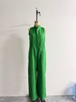 Combinaison sans manches à col montant et boutonnée pour femme, coupe large, style créateur, populaire pour l'été, vente en gros