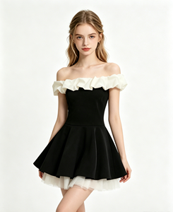 Robe courte contrastée pour <span class=keywords><strong>femme</strong></span>, taille ajustée, <span class=keywords><strong>jupe</strong></span> tutu de ballet, imprimé numérique, Spandex/Nylon, pour spectacle de danse - Product Image 4