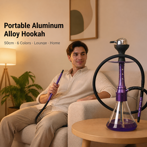 <span class=keywords><strong>Narghilè</strong></span> di Lusso Portatile in Lega di Alluminio Laccato con Logo Personalizzato, Set Shisha a Un Tubo con Braciere in Vetro e Tubo - Ingrosso Completo - Product Image 3