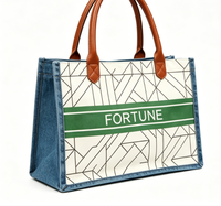 Sac fourre-tout rétro en lin personnalisé avec motif lettres imprimées, poignées en corde, bandoulière, taille moyenne, pour la plage, le supermarché, usage quotidien