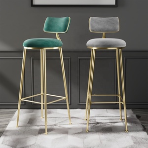 Tabourets <span class=keywords><strong>de</strong></span> <span class=keywords><strong>bar</strong></span> <span class=keywords><strong>de</strong></span> luxe légers, chaises <span class=keywords><strong>de</strong></span> <span class=keywords><strong>bar</strong></span> rembourrées en velours avec dossier, tabourets hauts pour îlot <span class=keywords><strong>de</strong></span> cuisine, salon - Product Image 1