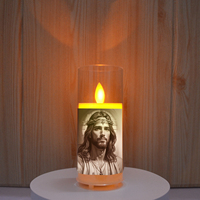 Bougie LED sans flamme en plastique, à piles rechargeables intégrées, effet vacillant, couleur ivoire, pour décoration intérieure