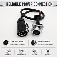 Câble assemblé LP20 à 2 conducteurs avec prise étanche, connexion d'alimentation industrielle avec capuchon anti-poussière, faisceau de câblage de longueur personnalisée, vente en gros OEM