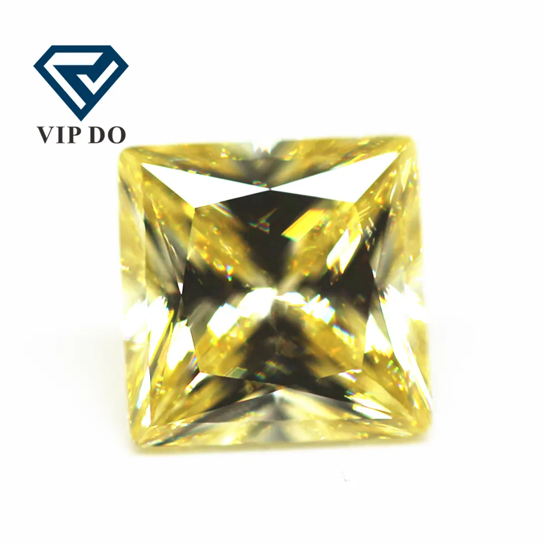 9A grade quality Square princess cut lemon yellow high carbon diamond loose gemstones synthetic USA imported cubic zirconia gems