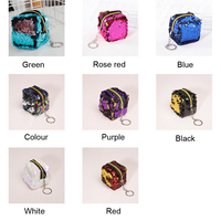 Nouveau mini sac à main à paillettes pour femme, petit sac de rangement, porte-monnaie pour enfants, porte-monnaie à sequins tridimensionnel bicolore, porte-clés