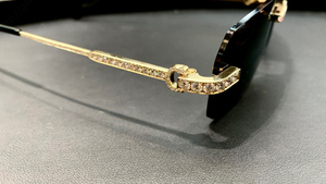 Kính mát thời trang cao cấp hình chữ nhật, khung da báo đính kim cương nhân tạo, dành cho nam nữ - Product Image 4