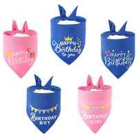 Bandana triangulaire ajustable en coton mélangé imprimé Joyeux Anniversaire GorisPet pour chiens et chats - Accessoires doux pour animaux de compagnie pour les fêtes