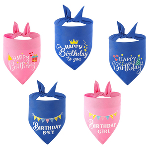 Bandana triangulaire ajustable en coton mélangé imprimé <span class=keywords><strong>Joyeux</strong></span> <span class=keywords><strong>Anniversaire</strong></span> GorisPet pour chiens et chats - Accessoires doux pour animaux de compagnie pour les fêtes - Product Image 4