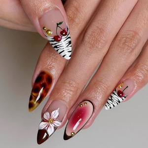 Lot de 24 faux ongles ABS détachables à pression, style œil de chat, effet dégradé, pour doigts - Product Image 2