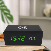 2024 diskon besar jam ALARM kayu tampilan suhu SPEAKER Bluetooth dengan pengisian nirkabel