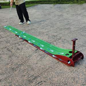 Tapis de putting de <span class=keywords><strong>golf</strong></span> professionnel avec retour automatique de balle |   Équipement d'entraînement portable pour l'intérieur et l'extérieur |   Exercice de 1/2 trou pour débutants - Product Image 2
