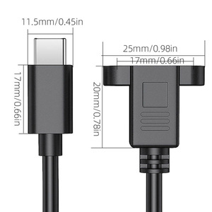 Cavo di prolunga <span class=keywords><strong>USB</strong></span> 3.1 Type-C da maschio a femmina con montaggio a pannello e foro per vite per sincronizzazione dati - Product Image 3