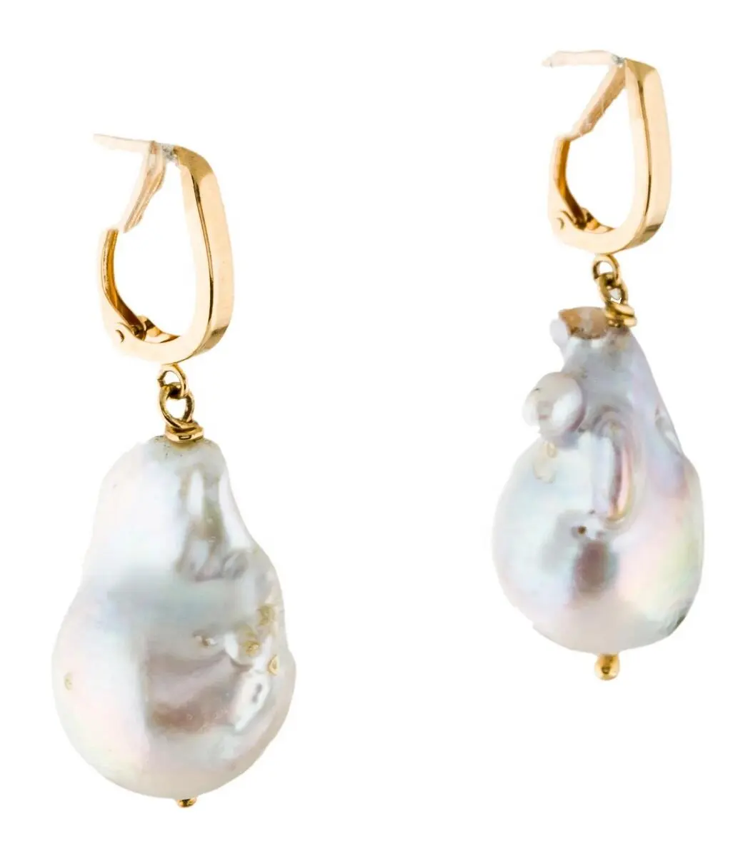 925 Sterling Silver Natural Pearl Earrings Women 14K Gold Plated Fresh Water Pearl Earring