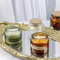 Meixi Vente en gros de pots à bougies en verre transparent/vert/ambre/noir mat/gris/givré de 100 ml avec couvercle en liège, bougies parfumées