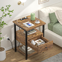 Ensemble de 2 tables de chevet avec station de charge, table d'appoint, table de chevet avec port USB, moderne, écologique, multifonction, tiroirs de rangement