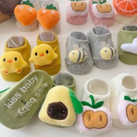 Baby's gebreide sokjes met cartoon dierenprint, antislip, laag model, voor binnen, voor peuters, vroeg leren, voor op de vloer.