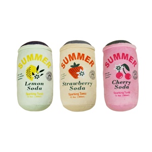 环保棉宠物配件吱吱狗玩具毛绒饮料形状可持续宠物供应 - Product Image 1
