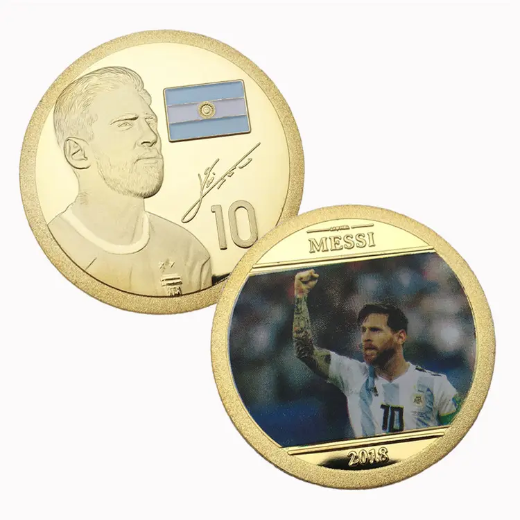 De la estrella de fútbol Messi recuerdo desafío moneda Impresión de logotipo de esmalte suave monedas