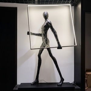 Lampada da Terra Statua <span class=keywords><strong>Uomo</strong></span> in Resina Fibra di Vetro 3D a Grandezza Naturale, Stile Europeo, Arte Astratta Moderna per Decorazione Domestica - Product Image 2