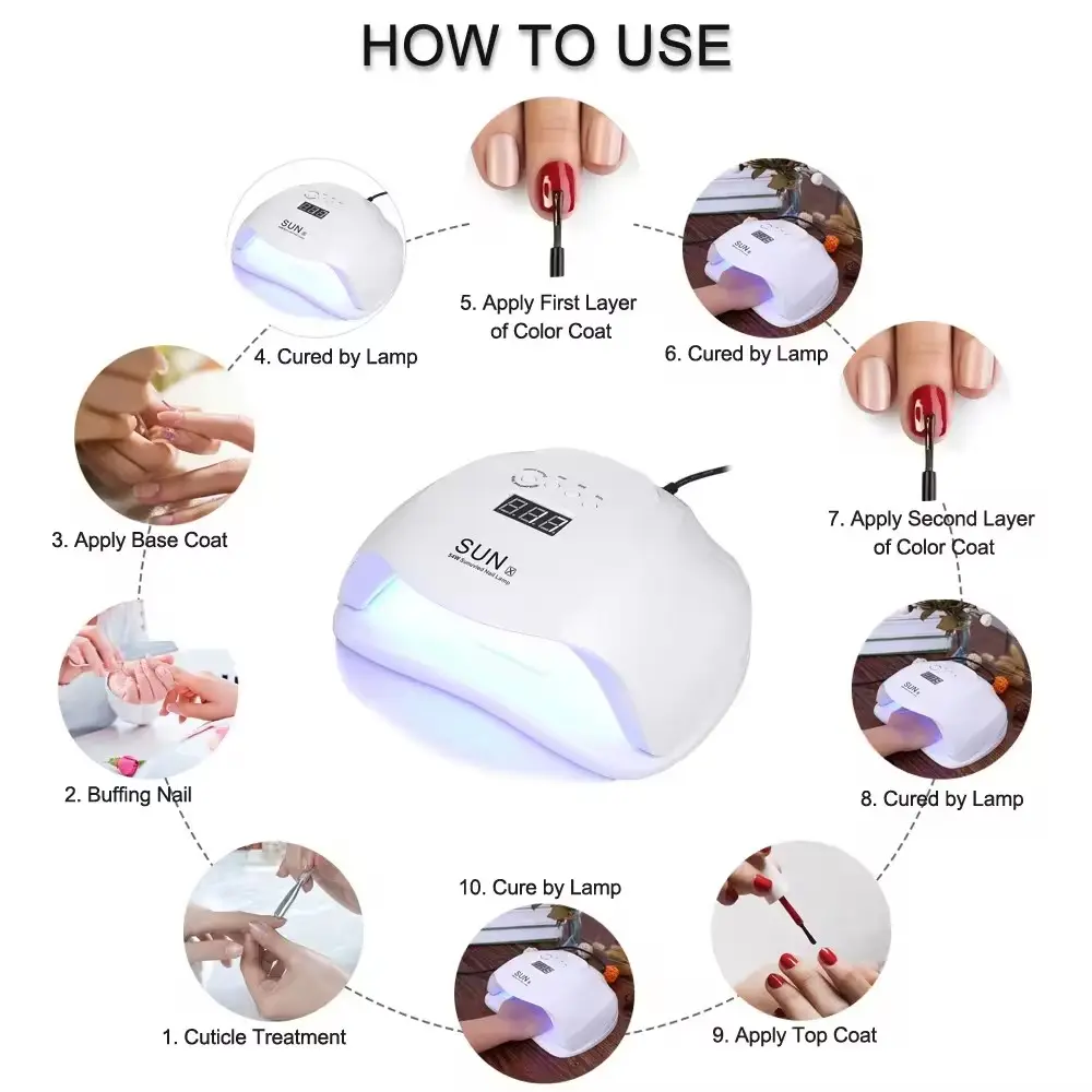 SUNUV Gel Nail Light pour Vernis à Ongles 48W Séchoir UV avec 4 Minuteries UV LED Lampe à Ongles Professionnel