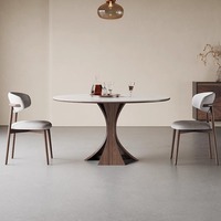 Table à manger en bois, table ronde moderne et élégante de couleur blanche pour la maison, la cuisine, le restaurant, le café, tables à manger rondes extensibles