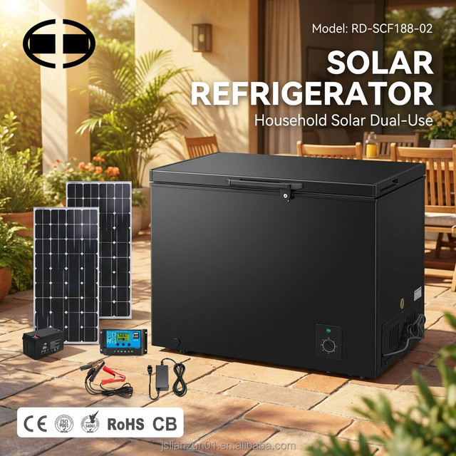 X 188L DC Dual Power Solar Chest Deep Freezer Grid Solar Refrigerator Can Be Equipped with Battery Complete Kit Home Model