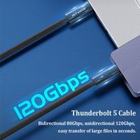 Câble tressé Thunderbolt 5, charge rapide PD 240W, transfert de données haute vitesse 120 Gbps, sortie vidéo UHD 16K30Hz