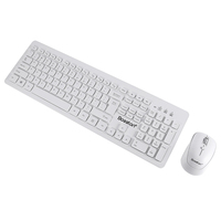 Clavier et souris sans fil ergonomiques blancs avec touches silencieuses effet chocolat et capteur optique haute précision