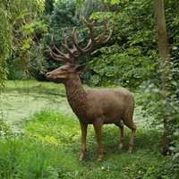 Sculpture de cerf en bronze et laiton, artisanat d'art animalier en métal moderne et personnalisé pour la décoration extérieure de maison, jardin, parc urbain, à vendre