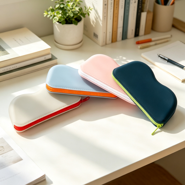 Silicone Sunglass Cases Luxury Eco Friendly Portable Zipper Eye Shape Custom Logo Outdoor