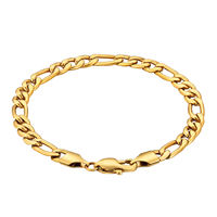 KRKC Vente en gros Offre Spéciale Bracelet en or pour femmes et hommes en acier inoxydable 316L plaqué or 18 carats avec chaînes de Figaro en corde design à maillons cubains