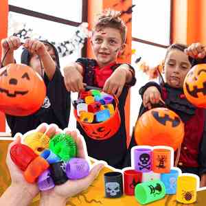 Juguete Antiestrés - Juguetes de Espiral de Plástico de Halloween, Divertidos Anillos Apilables Mini Arcoíris - Product Image 2