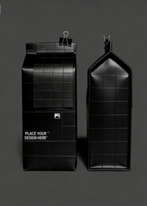 Sac en papier kraft noir à fond plat, imprimé sur mesure pour café en grains - Product Image 2