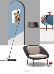 <strong>Large</strong> Long Arm Fabric <strong>Shade</strong> Modern <strong>Floor</strong> Light <strong>Lamp</strong> <strong>for</strong> Living Room - Product Image 4