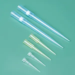 Pontas de micropipeta de plástico descartáveis para laboratório, bico de micropipeta com filtro amarelo 200ul