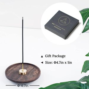 Support d'encens moderne en bois de santal massif de qualité supérieure, écologique, pour 4 bâtonnets, avec cendrier, pour méditation, prières à domicile, printemps-été - Product Image 3
