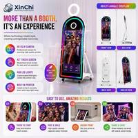 Mesin Photo Booth Cermin Lengkung Profesional 43 Inci dengan Printer Siap Pakai, Kit Bisnis, Kios Photo Booth All-in-One Berbahan Logam Tipis