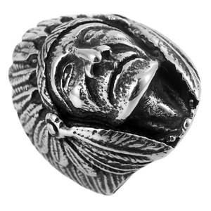 yunnique Men's <b>Titanium</b> Steel <b>Ring</b> Silver Face Design Geometric Pattern Gift Jewelry - Product Image 5