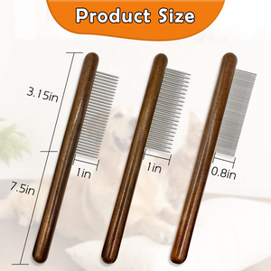 Peigne démêlant de luxe en bois personnalisé avec logo laser pour le toilettage des chats, brosse lissante pour le toilettage des chiens et des animaux de compagnie - Product Image 3